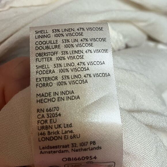 Anthropologie Pilcro Ruffle-Collar Buttondown Dress Cream Floral Boho Size 12 - Picture 8 of 16